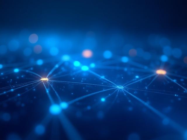 Een abstracte weergave van automatisering met met elkaar verbonden iconen die processen en dataflow symboliseren, in de merkkleuren.
