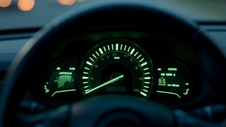 Een snelheidsmeter die ver in het groen staat, symbolisch voor optimale webshop performance en snelheid.